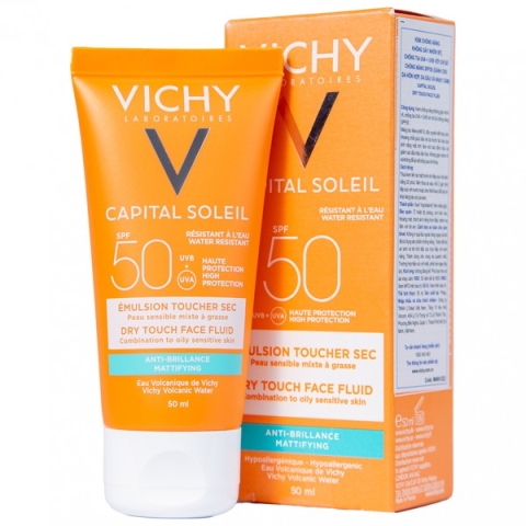 Kem Chống Nắng Vichy Capital Soleil Dry Touch Face Fluid Spf50 Uva+Uvb M Dạng Sữa Không Gây Nhờn Rít_11