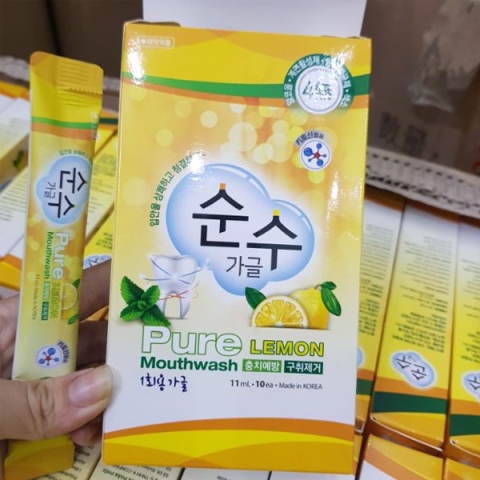 Nước súc miệng Pure Lemon dạng gói cao cấp nhập khẩu Hàn Quốc 11 ml/gói x 10 gói/ hộp_12