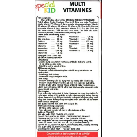 Siro Bổ Sung Vitamin Cho Trẻ Special Kid Multivitamines Vị Cam 125Ml_12
