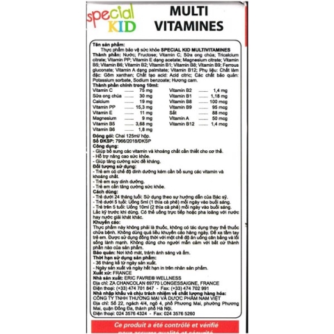 Siro Bổ Sung Vitamin và Khoáng Chất Special Kid Multivitamines 125ml- Xuất Xứ Pháp_12