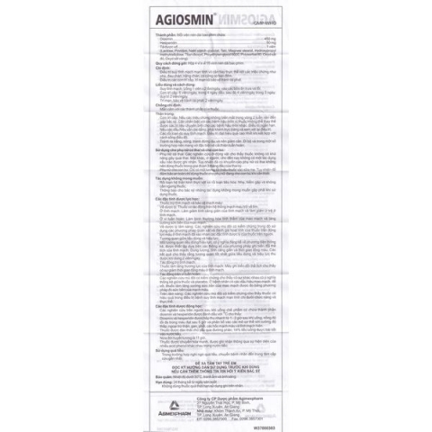Thuốc Agiosmin Agimexpharm Trị Suy Tĩnh Mạch Mạn Tính (Hộp 4 Vỉ X 15 Viên)_12