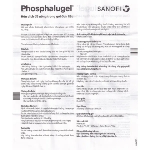 Thuốc Phosphalugel Sanofi giảm độ axit của dạ dày (26 gói x 20g)_12