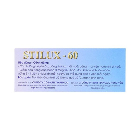 Thuốc Stilux 60mg Traphaco giúp an thần gây ngủ với liều thấp (10 vỉ x 10 viên)_12