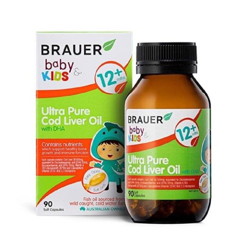 Viên Nang Bổ Sung DHA Phát Triển Trí Não Cho Bé 1 Tuổi Trở Lên Brauer Baby & Ultra Pure Cod Liver Oil With DHA (90 viên)_11