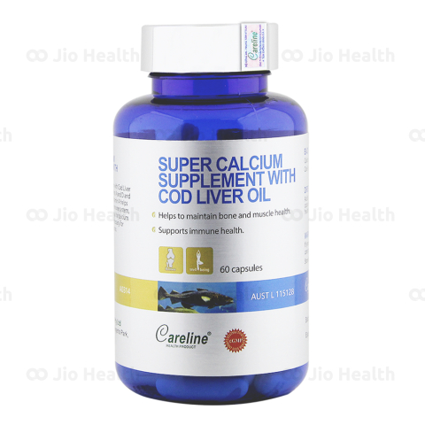 Viên Uống Canxi Bổ Sung Dầu Gan Cá Super Calcium Supplement With Cod Liver Oil Careline 1000mg - 60 Viên_11