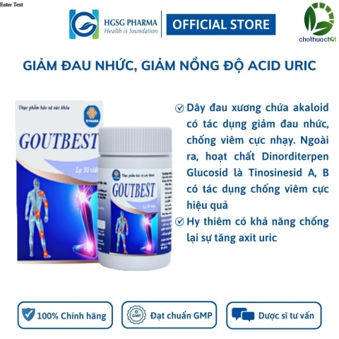 Viên Uống Hỗ Trợ Giảm Acid Uric Gout Best HGSG Pharma (Lọ 30 viên)_12