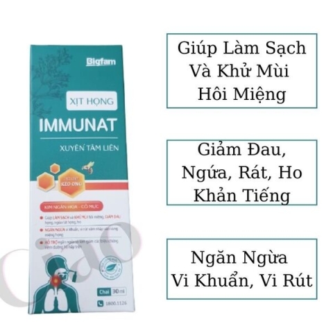 Xịt họng Immunat Bigfam - Giúp Vệ Sinh, Làm sạch Vùng Miệng Họng chai 30ml_13